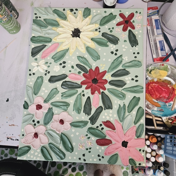 Textured hand made floral painting - Picture 10 of 10